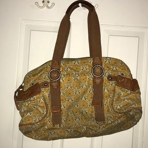 Yellow/floral fossil bag with leather accents!